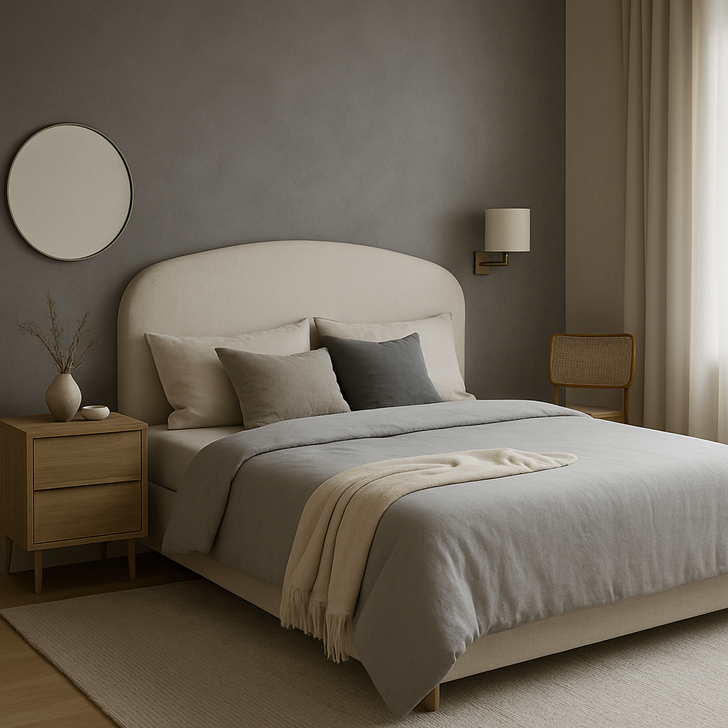 Sự trở lại của gam màu trung tính có chiều sâu: Màu trắng, xám, kem vẫn luôn là lựa chọn an toàn. Tuy nhiên, xu hướng 2025 ưu ái những gam màu trung tính có thêm sắc độ và chiều sâu hơn, ví dụ như xám than, trắng ngà (off-white), hoặc các tông màu greige (pha trộn giữa xám và beige). Chúng tạo nên vẻ đẹp thanh lịch, không bao giờ lỗi mốt và là lớp nền hoàn hảo để làm nổi bật các chi tiết nội thất khác.